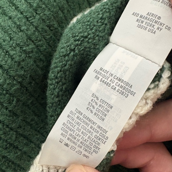 Aerie Softest Luxe Crew Sweater Green Striped - Picture 8 of 10